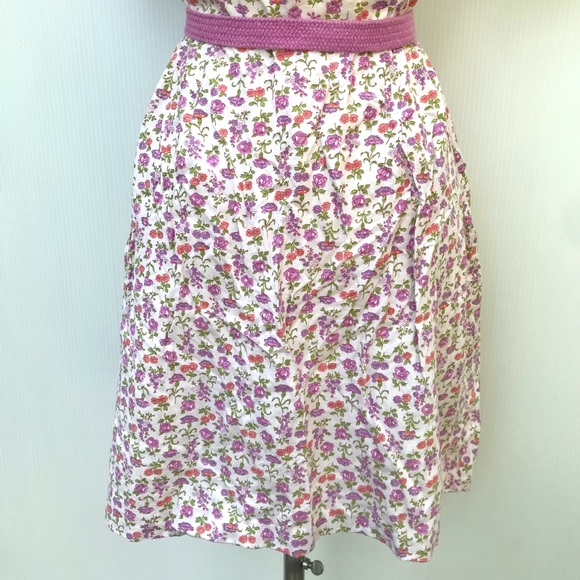 Vintage 60’s pink & purple floral cotton button down belted shirt dress - Picture 9 of 12